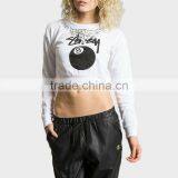 White Women Hoodies Dew Navel Long Sleeve Sweater for Women thumbnail-1