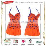 New Arrval Dots Print Vest Shorts Sport Young Lady Girl Swimwear Sets Gather Bikin thumbnail-1