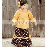 Bulk Wholesale Kids Clothing Long Sleeve Orange Ruffle Top and Polka Dots Pants Wholesale Children's Boutique Clothing thumbnail-1