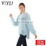 Oversized Plus Size Hand Knit Sweater Blue Loose Knit Women's Sweater thumbnail-3