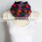 Knit Infinity Scarf - Pink & Purple Knitted Shawl - Infinity Neckwarmer - Handknit Snood - Knit Hood - Winter Thick Scarf - Cowl thumbnail-3
