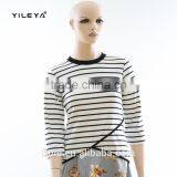Fashion Design Lady Black and White Striped Casual Blouse Fitted Women Tops thumbnail-1