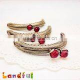 Half Circle Crystal Flower Bead Embossed Lace Kisslock Metal Handbag Frame thumbnail-1