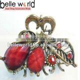 New Arrival Red Crystal Rhinestone Peacock Claw Hairpin thumbnail-1