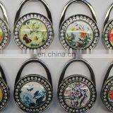 Round Handbag Holder Wholesale Gift Items Enamel Purse Hooks Colorful Butterflies with Flowers Cloisonne table bag