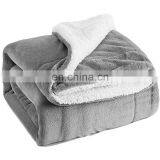 High Quality Double Layers Sherpa Backing Coral Fleece Throw Blanket for Winter thumbnail-1