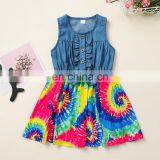 Girls Summer Dress Tie Dye Dress Denim Dress thumbnail-3