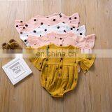 Baby Girl Plain Color Flare Sleeve Cute Pattern Romper Jumpsuit Factory Wholesale Price Boutique Girls Romper thumbnail-1