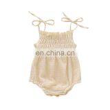 6 Colors Linen New Lovely Retro Baby Girls Lace Up Romper Soft Cotton Summer Sleeveless Strap Toddler Pleated Jumpsuit Overalls thumbnail-3