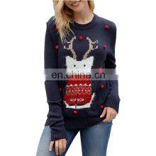 Women Custom Xmas Ugly Pullover Sweater With Pom thumbnail-2