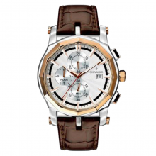 Stainless Steel Fashion Multi-function Watches Man Genuine Leather Quartz Chronograph Watch thumbnail-1