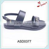 China Wholesale Fancy Style Ankle Strap Flat Sandals With Double Golden Buckles thumbnail-1