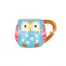 Glaze Design Creative Color Chinese Owl Shaped Ceramic Coffee Cup Mug With Handles thumbnail-1