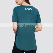 Summer New Lightweight Breathable Mesh Gym Shirt Ladies Casual Sports Workout Running Fitness Yoga Wear T Shirt For Women thumbnail-3