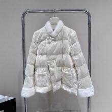 High End National Feng Shui Mink Fur Fur Down Jacket European Goods Winter Embroidery Plate Buckle White Goose Down Jacket Women's Sense of Luxury thumbnail-1