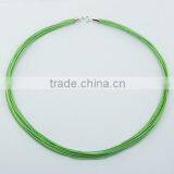 Fresh Green Cotton Choker Necklace Sterling Silver Clasps thumbnail-1