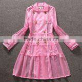 Unique Brands Designs Fashion 2014 Hot Selling Sexy Lace Turn-down Collar Double Breasted Thin Coat for Trendy Women C17281 thumbnail-5