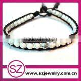 Hot Sale White Turquoise Beads Beaded Wrap Leather Bracelet thumbnail-1