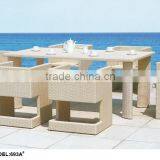 White Wicker Rattan Dining Set Patio Furniture thumbnail-2