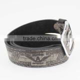 Fashion Style Black Print pu Leather Belt for Man With Shiny Metal Square Accessories in YiWu thumbnail-3