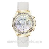 High quality gold Plating quartz diamond chronograph watch ladies