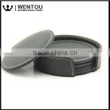 Wholesale Round Personalized Leather Coasters Set of 6 With Holder thumbnail-2