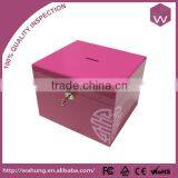 Quality High Glossy Locked Wooden Money Box for Gift