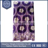 Purple africa lace swiss 5 yard 2016 hot sale hand stone embroidery fabric reliable supplier 100% cotton polish lace