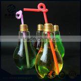 Hot Sale Light Bulb Shaped Glass Drinking Bottle for Beverage