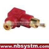 Right Angle RCA Plug to RCA Jack Adapter Red