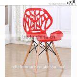 Hot Sale Plastic Dining Chair With Beech Wood Legs