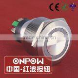 30 Years Industry Leader ONPOW Metal Push Button Switch GQ25-L-11E/S Dia. 25mm Stainless Steel Ring Illuminated IP65 CE ROHS