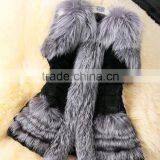 Factory Price Koreal Style Long Silver Fox Fur Trim Rabbit Fur Vest thumbnail-3