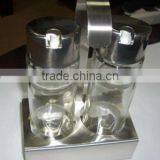 Glass Oil and Vinegar Bottle Set With Stand