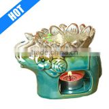color glazed elephant aroma lamp handmade ceramics for sale