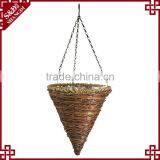 Cheap Cone Shape Naturla Wicker Woven Decorative Indoor Flower Hanging Basket thumbnail-2