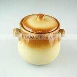 Glaze Round Ceramic Tureen, Casserole With Clear Ceramic Lid,double Ear Tureens thumbnail-1