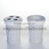 White Porcelain Ceramic Toothbrush and Toothpaste Holder With Cover thumbnail-1