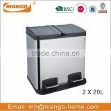 60L Rectangular Stainless Steel 3 Compartments Recycle Bin thumbnail-3