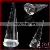 High Quality Cone Shape Acrylic Transparent Clear Jewellery Ring Display Holder Stand thumbnail-2