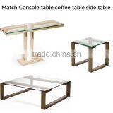 Square Polished Durable Stainless Steel Living Room End Side Table With Glass thumbnail-3