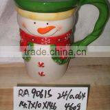Factory Direct Christmas Ceramic Coffee Mug With Handle With Snowman Design thumbnail-1