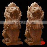 HN Yellow Marble Lion Sculpture for Garden Decoration thumbnail-1