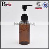 2017 Hot New Products Cosmetic Oblique Shoulder Beard Oil Lotion Pump Amber PET 100ml Plastic Bottle for Oil thumbnail-2
