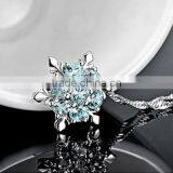Cheap 2016 New XMAS Gift Blue Crystal Snowflake Frozen Flower Silver Plated Necklace Pendant thumbnail-4