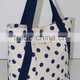 12 Oz Natural Canvas Tote Bag - Polka Dot Print- Made in India thumbnail-6