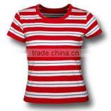 100% Cotton Lady's Strip t Shirt thumbnail-1