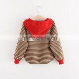 High Quality Eco-friendly Cotton Material Smart Girls Knit Hoodies With Striped Pattern thumbnail-3