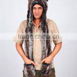 Fashion Faux Fur Animal Hooded Scarf Slouch Beanie Winter Hat thumbnail-2