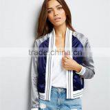 MGOO Customized Satin Floral Embroidered Bomber Jacket Streetwear Raglan Sleeve Autumn Coat Women thumbnail-2